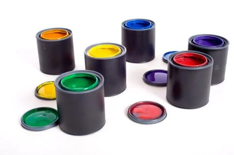 Cans of paint Stock Photos