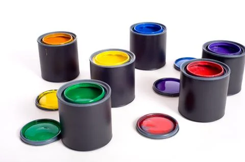 Cans of paint Stock Photos