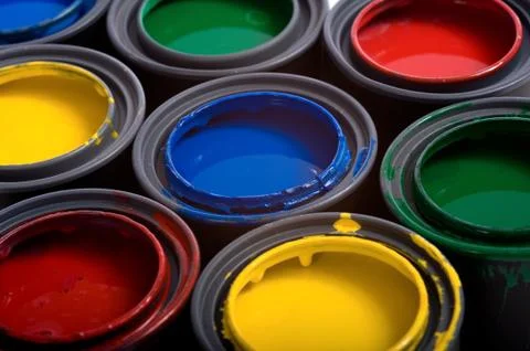 Cans of paint Stock Photos