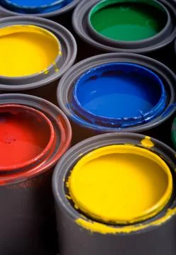Cans of paint Stock Photos