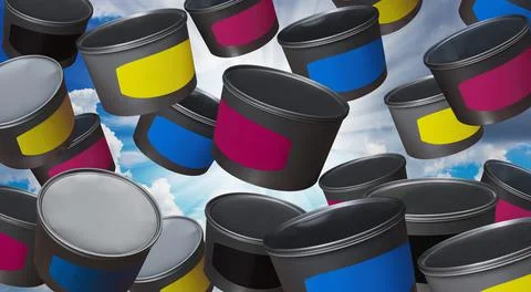 Cans of paint Stock Photos