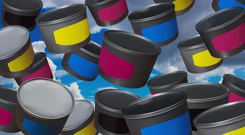 Cans of paint Stock Photos
