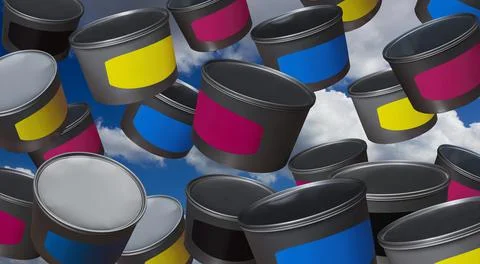 Cans of paint Stock Photos