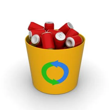 Cans in a recycle bin Stock Illustration