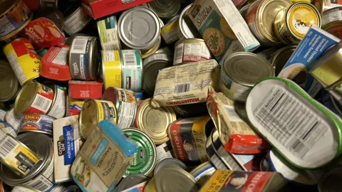 Cans of seafood Stock Footage 145317420