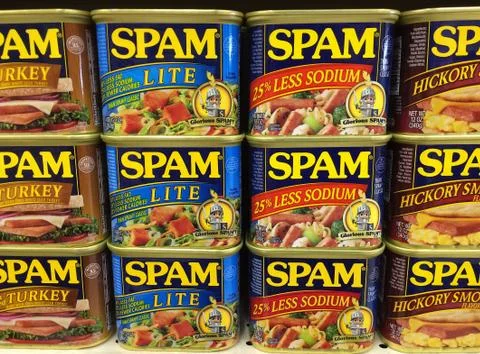 Cans of Spam Stock-Fotos
