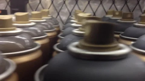 Cans of spray paint Stock Footage 253413493