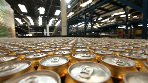Cans in warehouse Видео 77051893