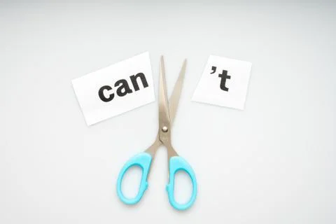 (can't) and scissors concept image Stock Photos