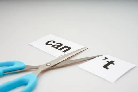 (can't) and scissors concept image Stock Photos