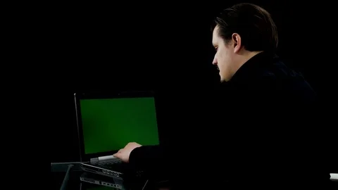 Can't believe his eyes when seeing something on the screen Stock Footage