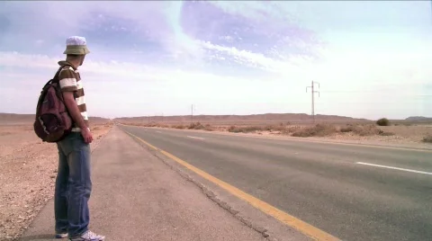 Can't catch a ride in the desert 2 Stock Footage 692145