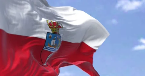 The Cantabria flag waving in the wind on a clear day Stock-Footage 197377145