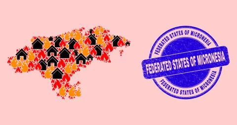 Cantabria Province Map Collage of Flame and Homes and Scratched Federated States Ilustração Stock