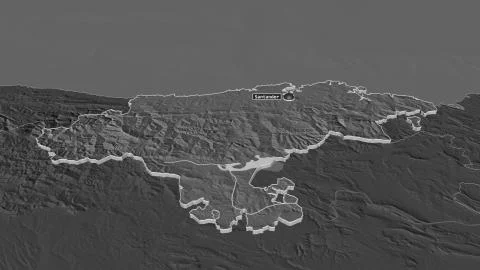 Cantabria, Spain. Bilevel elevation map with surface waters Stock Illustration
