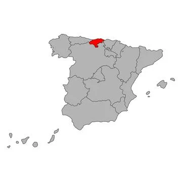 Cantabria of Spain map symbol shape, travel web flat vector illustration Stock Illustration