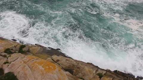 Cantabrian sea seen from the rocks Stock Footage 266840424