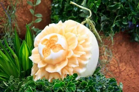 Cantaloup carving 4 스톡 사진