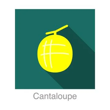 Cantaloupe fruit flat icon, vector illustration Stock Illustration