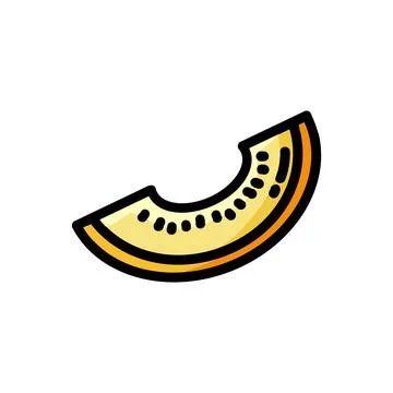 Cantaloupe melon outlined icon. Vector fruit logo isolated on white backgroun Illustrazione stock