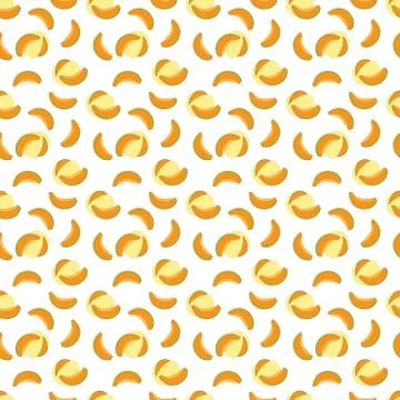 Cantaloupe melon slice seamless pattern on white background. Stock Illustration