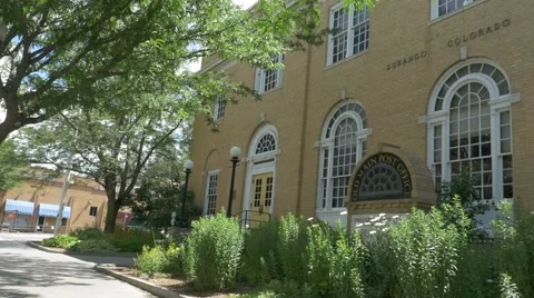 Canted angle shot of the post office in Durango Stock Footage 57397514