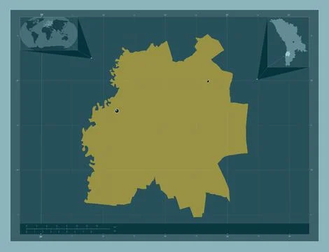 Cantemir, Moldova. Solid color shape. Locations of major cities of the region 스톡 일러스트