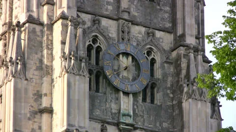 Canterbury Cathedral Clock face Stock Footage 24663273
