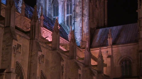 Canterbury cathedral pan up tower Stock Footage 35872453