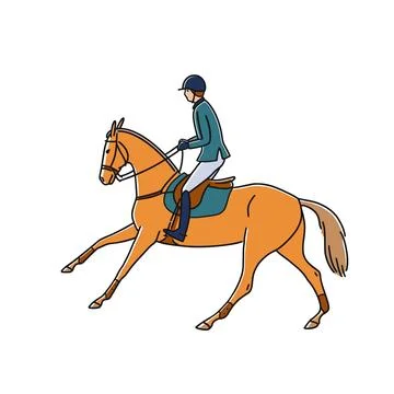 Cantering horse and athlete, vector illustration 스톡 일러스트