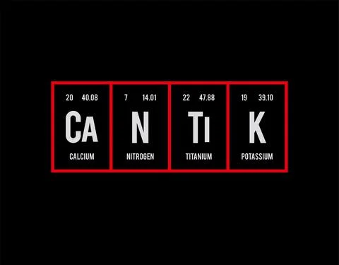 Cantik - Periodic Table of Elements on black background in vector illustratio Illustrazione stock