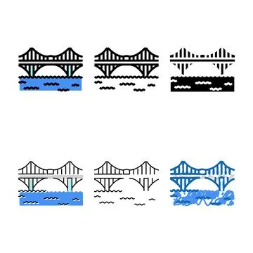 Cantilever bridge color icon vector multistyle Stock Illustration