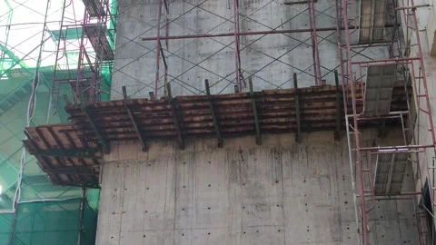 Cantilevered Scaffold Platform for External Wall Construction Stock Footage 343048257