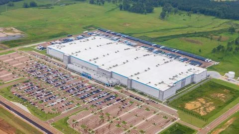 Canton Amazon Fulfillment Center in Canton, MS, aerial view. Stock Photos
