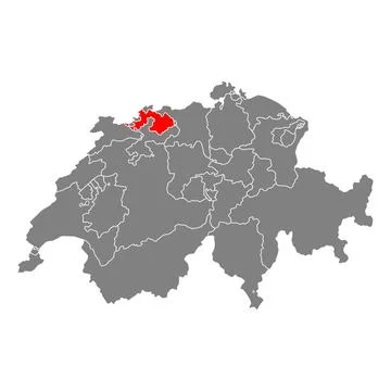 Canton of Basel Landschaft Switzerland map shape, travel web flat concept ico Stock Illustration