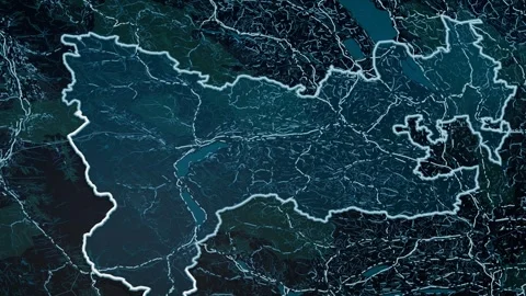 Canton of Bern Switzerland Digital Map Highlight 4K Video stock 337888274