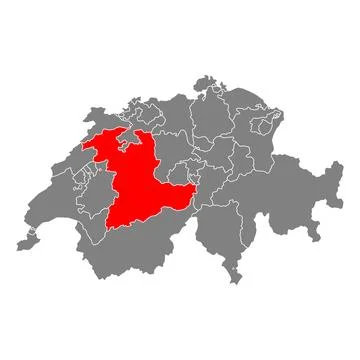 Canton of Bern Switzerland map shape, travel web flat concept icon vector ill Stock Illustration
