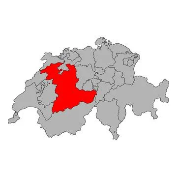 Canton of Bern Switzerland map shape, travel web flat concept icon vector ill Stock Illustration
