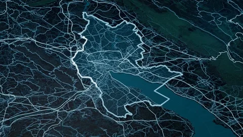 Canton of Geneva Switzerland Digital Map Highlight 4K Video stock 337859192