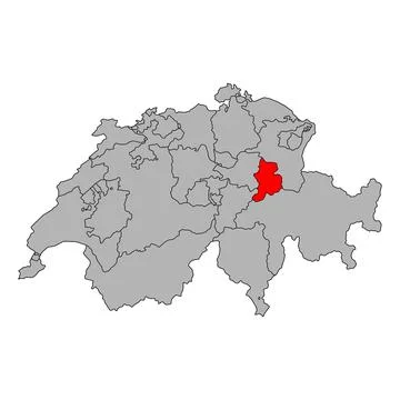 Canton of Glarus Switzerland map shape, travel web flat concept icon vector i Stock Illustration
