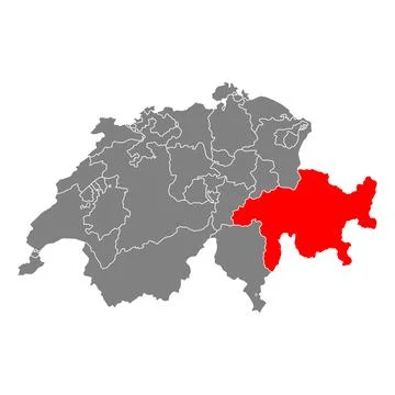 Canton of Grisons Switzerland map shape, travel web flat concept icon vector Stock Illustration