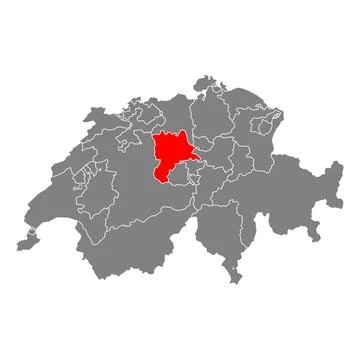 Canton of Lucerne Switzerland map shape, travel web flat concept icon vector Stock Illustration