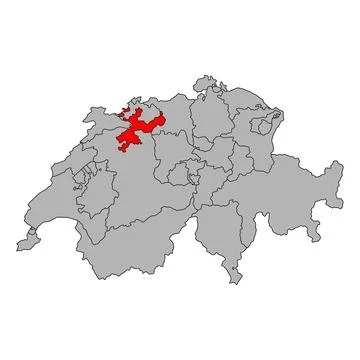 Canton of Solothurn Switzerland map shape, travel web flat concept icon vecto Stock Illustration
