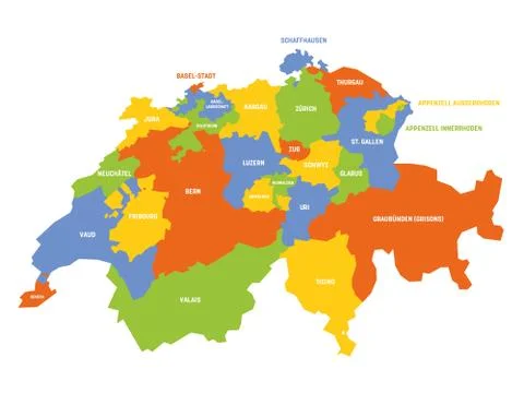 Canton of Switzerland map Stock Illustration