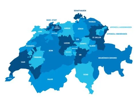 Canton of Switzerland map Illustrazione stock
