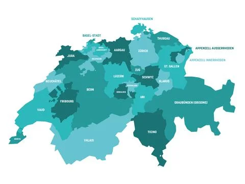 Canton of Switzerland map Illustrazione stock