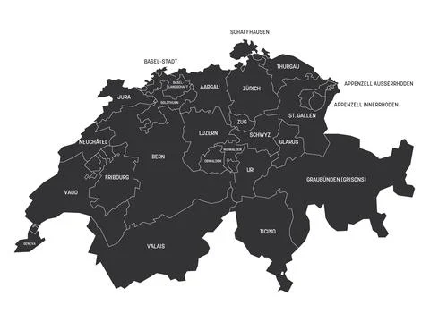 Canton of Switzerland map Illustrazione stock