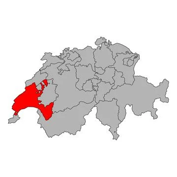 Canton of Vaud Switzerland map shape, travel web flat concept icon vector ill Stock Illustration