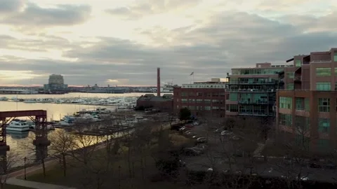 Canton Waterfront Flags and Docks Video stock 171284415