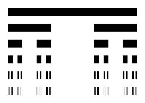Cantor ternary set, 6 iterations, a fractal string or rooted binary tree Stock Illustration